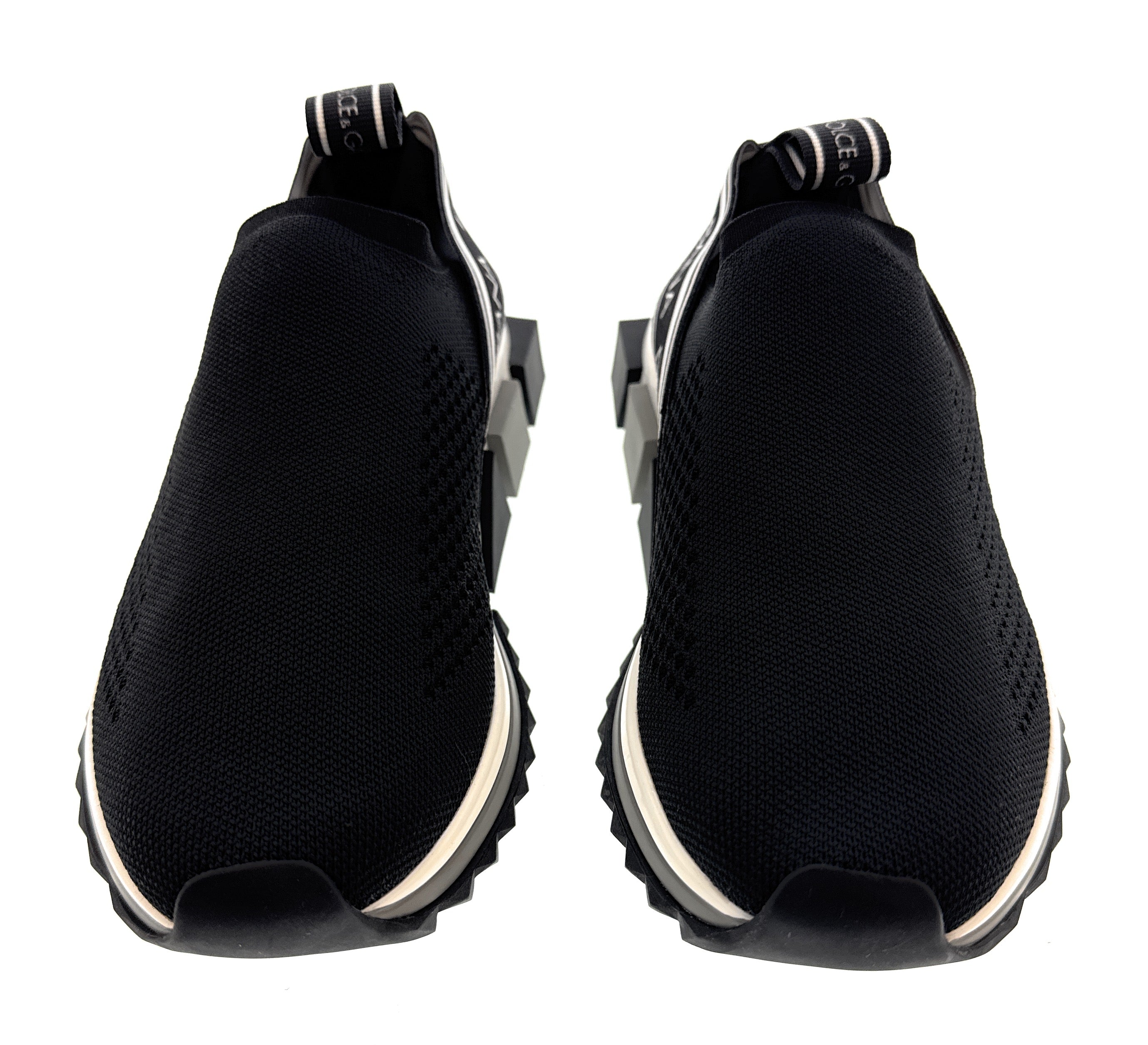 Dolce & Gabbana Black Logo Knit Slip On Sneakers-EU35