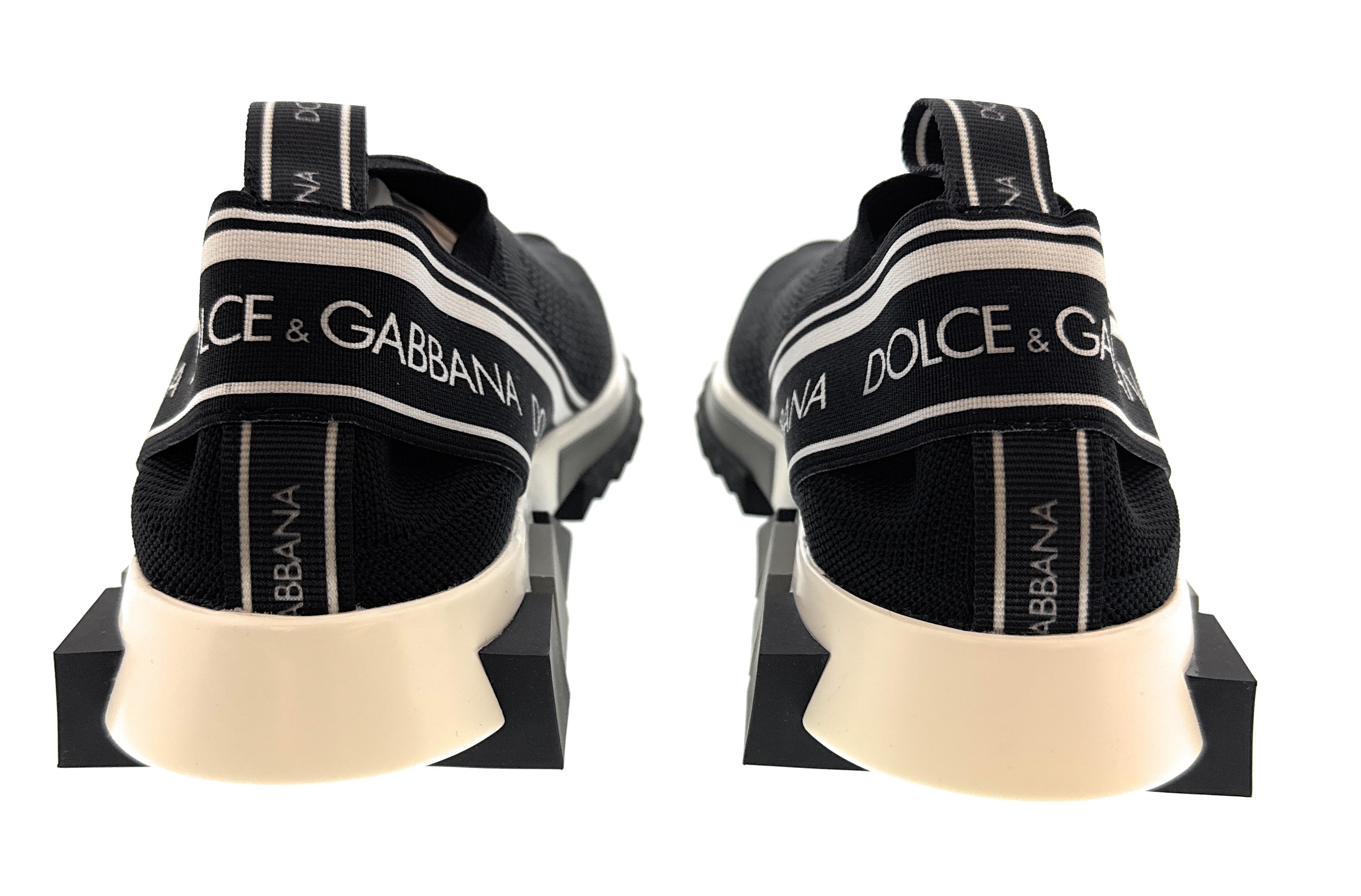 Dolce & Gabbana Black Logo Knit Slip On Sneakers-EU36