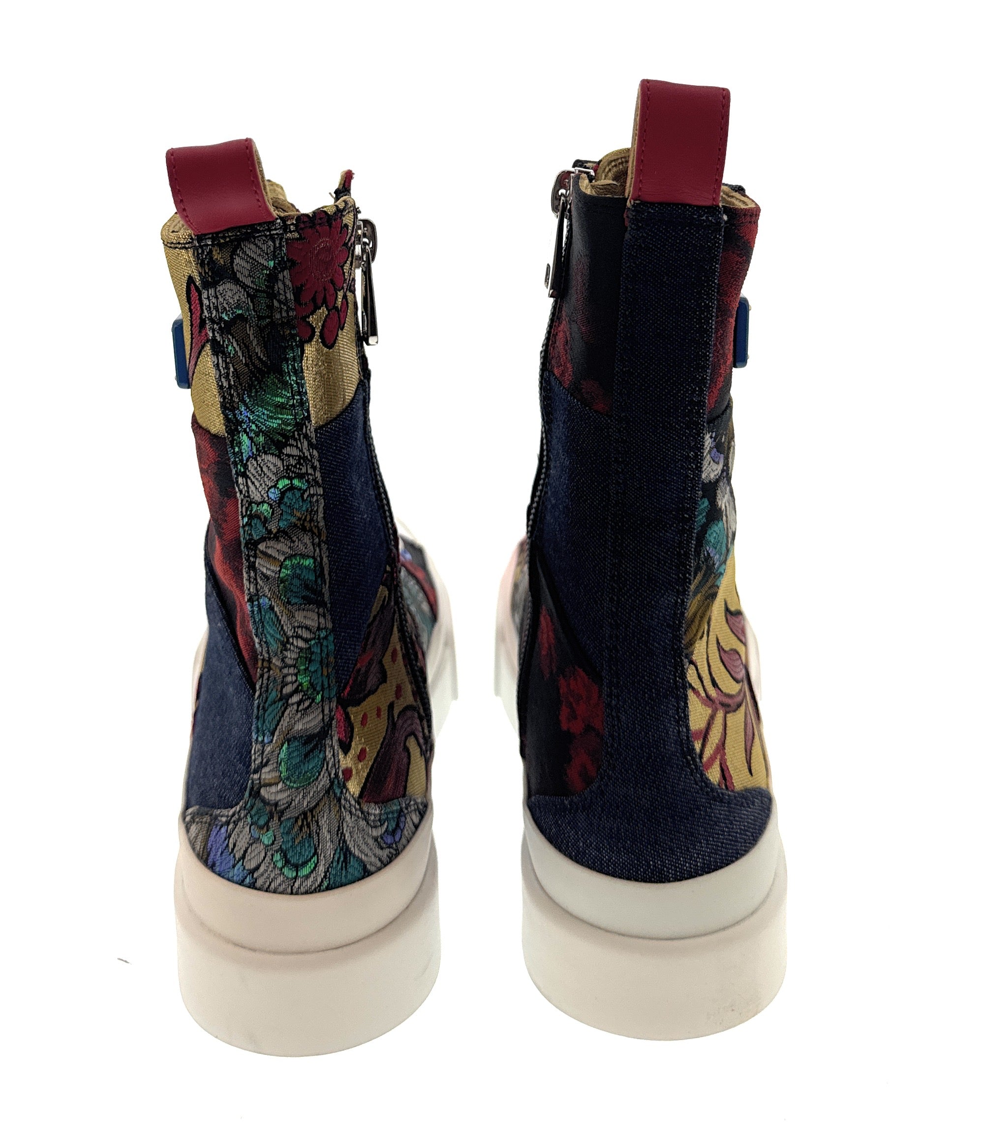Dolce & Gabanna Multicolor Patch Work Lace Up HighTop Womens Sneakers-35