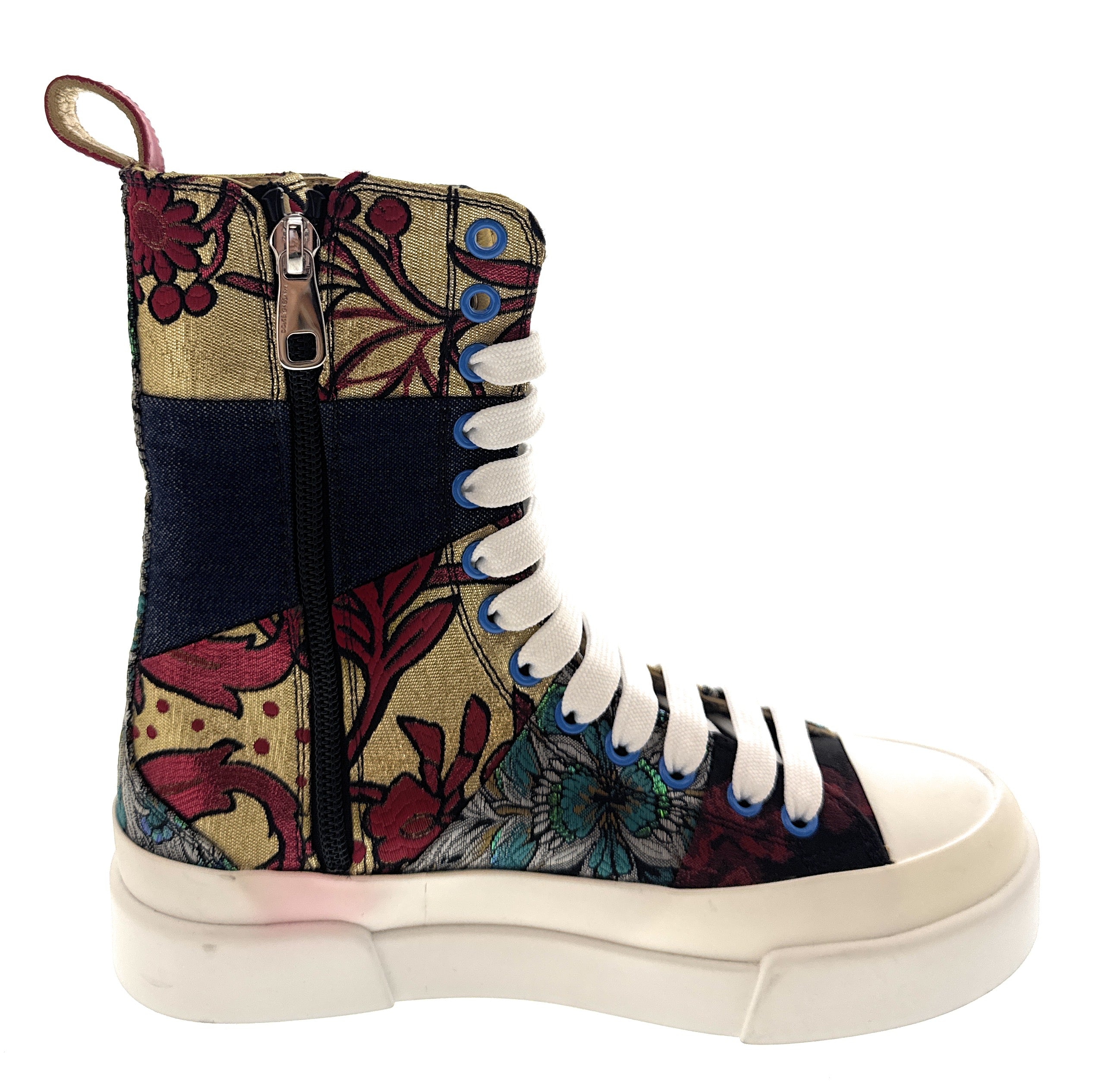 Dolce & Gabanna Multicolor Patch Work Lace Up HighTop Womens Sneakers-35