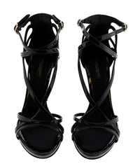 Dolce & Gabbana Black Patent Leather Strappy Stiletto Sandals -EU40.5