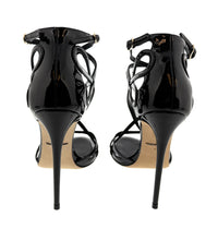 Dolce & Gabbana Black Patent Leather Strappy Stiletto Sandals -EU40.5