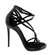 Dolce & Gabbana Black Patent Leather Strappy Stiletto Sandals -EU40.5