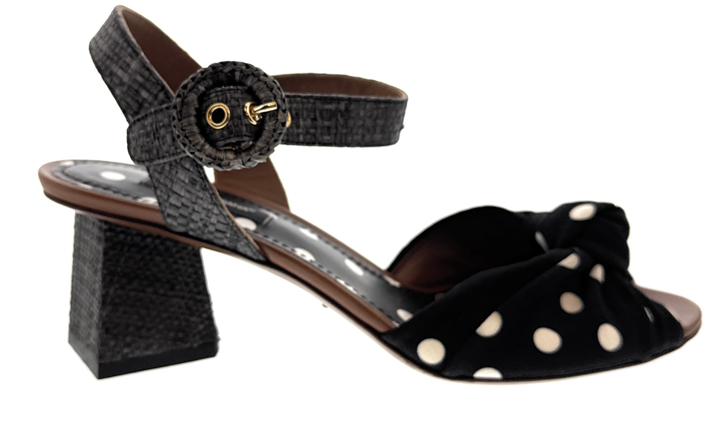 Dolce & Gabbana Women's Polka Dot Bow Block Heel Sandals-EU36.5