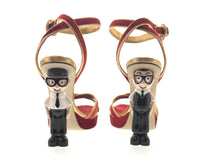 Dolce & Gabbana Red Velvet Character Heel Sandals — Iconic Designer Figurine Heel-EU36