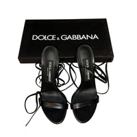 Dolce & Gabbana Black Leather Lace-Up Stiletto Sandals