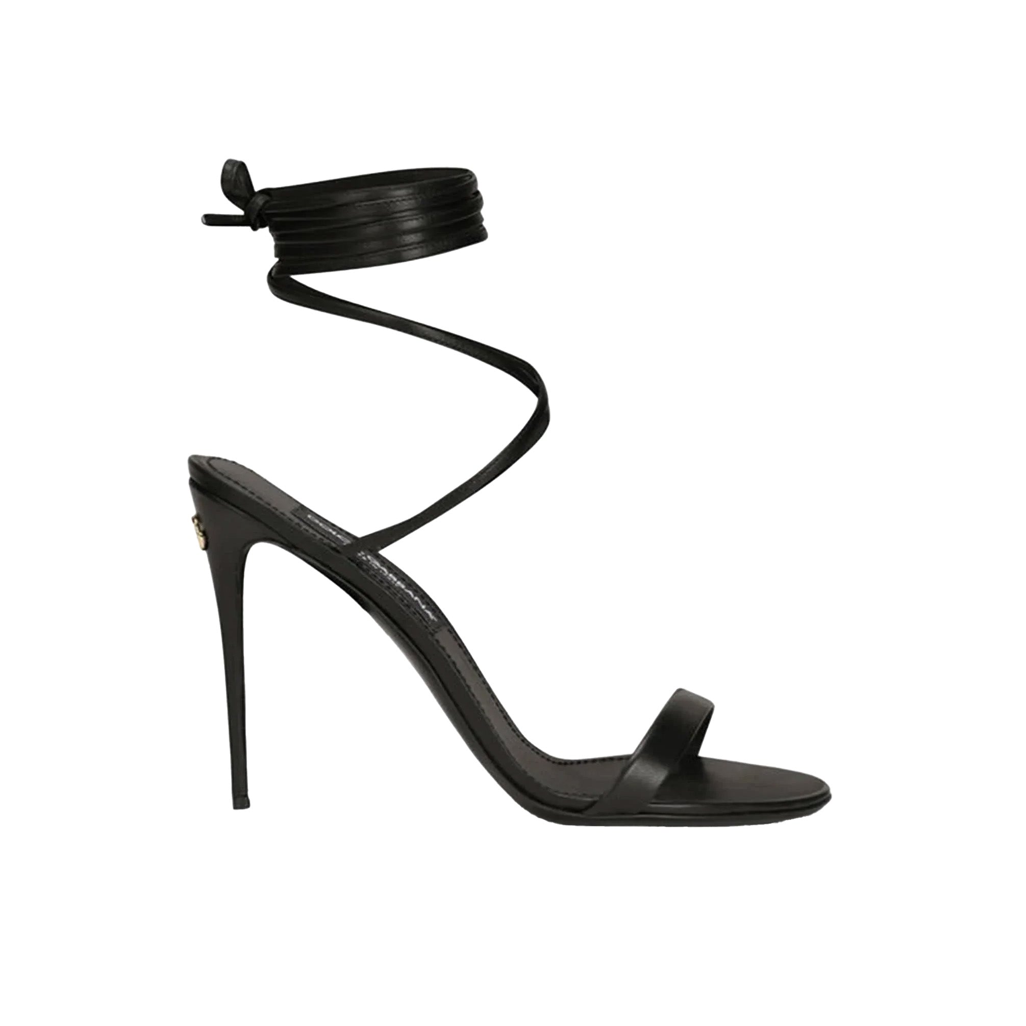 Dolce & Gabbana Black Leather Lace-Up Stiletto Sandals