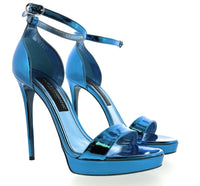 Dolce & Gabbana Metallic Blue Platform Stiletto Sandals -EU41