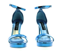 Dolce & Gabbana Metallic Blue Platform Stiletto Sandals -EU41