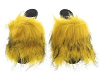Dolce & Gabbana Yellow Feather Mule Sandals with Black Accents -EU35
