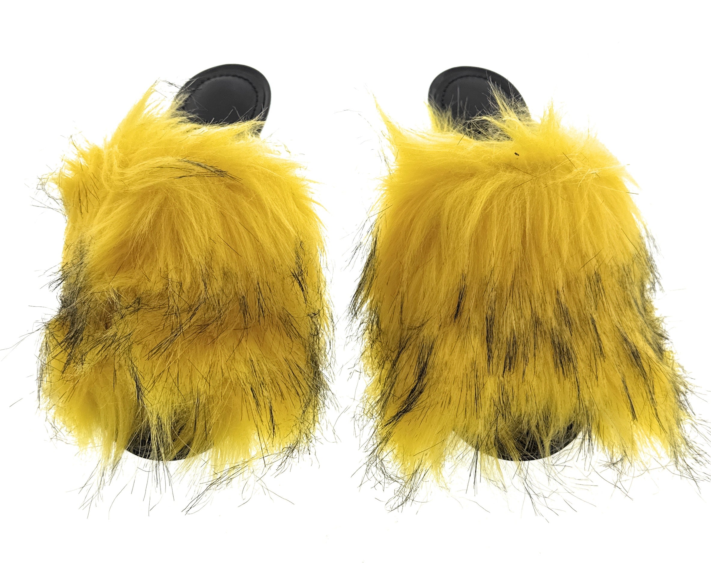Dolce & Gabbana Yellow Feather Mule Sandals with Black Accents -EU35