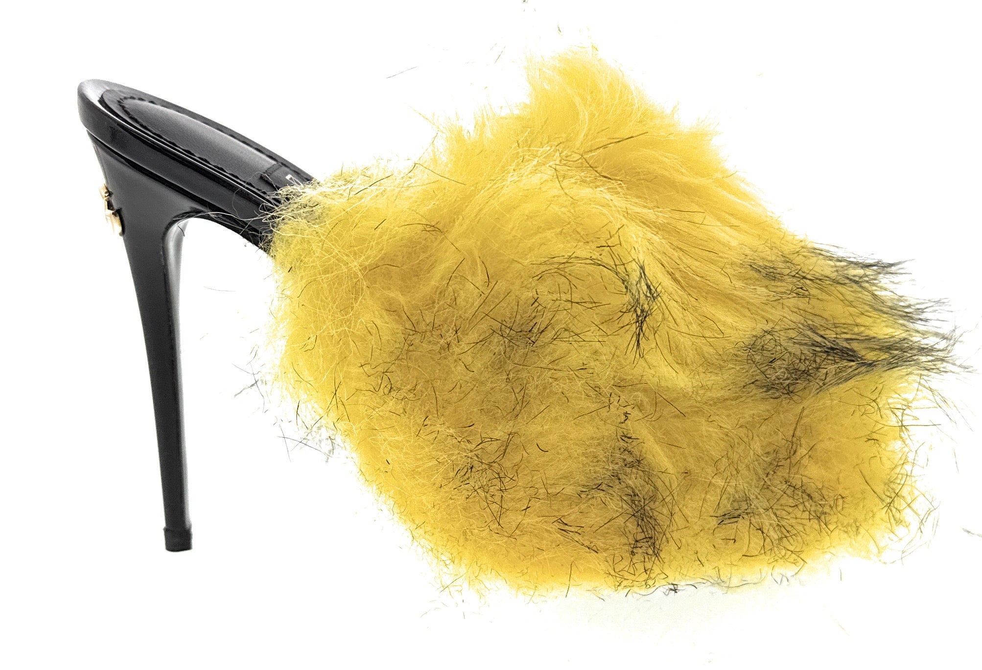 Dolce & Gabbana Yellow Feather Mule Sandals with Black Accents -EU35