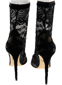 Dolce & Gabbana Black Floral Lace Pointed Stiletto Boots -EU41