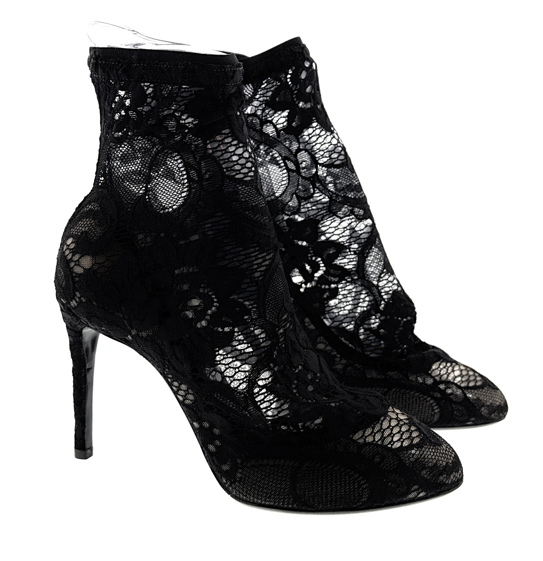 Dolce & Gabbana Black Floral Lace Ankle Boots -EU35