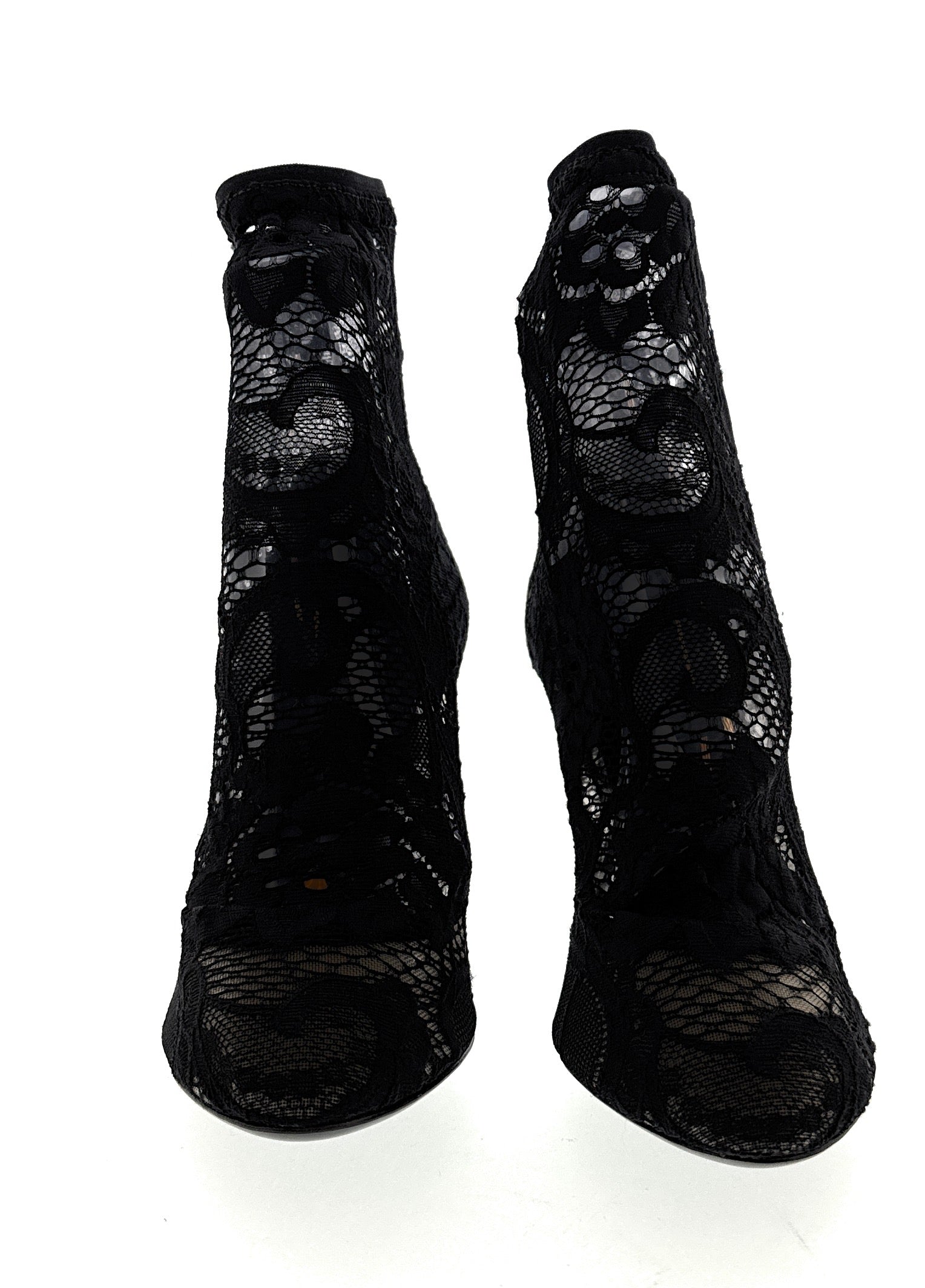 Dolce & Gabbana Black Floral Lace Ankle Boots -EU35