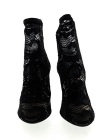 Dolce & Gabbana Black Floral Lace Ankle Boots -EU35