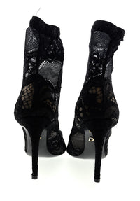 Dolce & Gabbana Black Floral Lace Ankle Boots -EU35