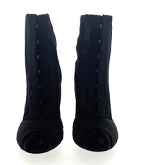 Dolce & Gabbana Black Peep-Toe Corset-Style Ankle Boots