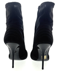 Dolce & Gabbana Black Peep-Toe Corset-Style Ankle Boots