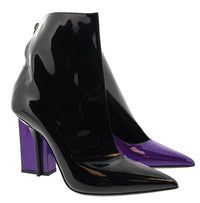 Dolce & Gabbana Black & Purple Patent Leather Ankle Boots -EU37.5