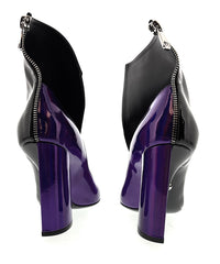 Dolce & Gabbana Black & Purple Patent Leather Ankle Boots -EU37.5
