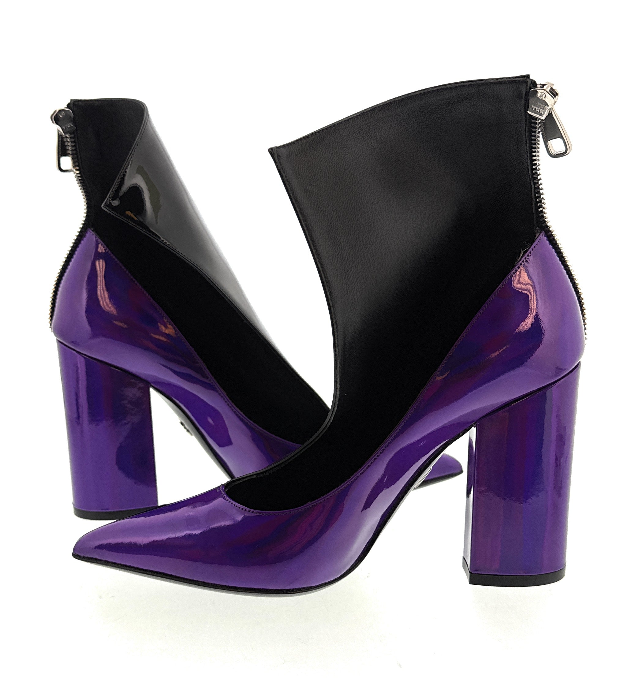 Dolce & Gabbana Black & Purple Patent Leather Ankle Boots -EU37