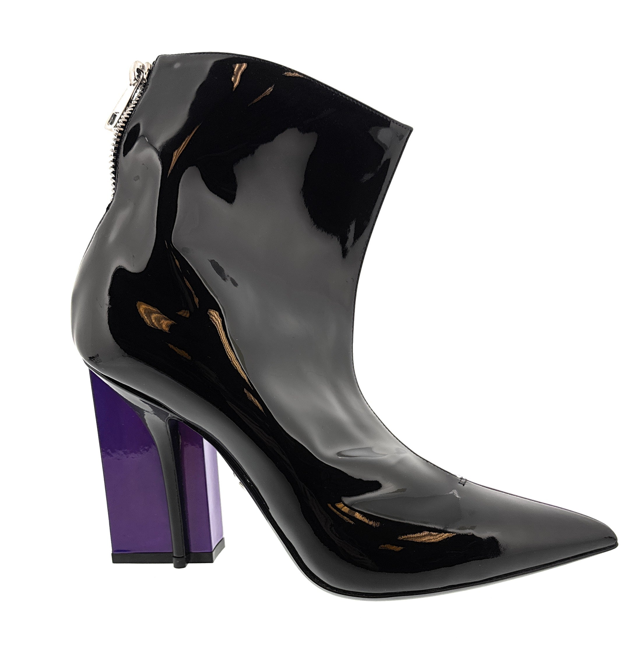 Dolce & Gabbana Black & Purple Patent Leather Ankle Boots -EU37.5