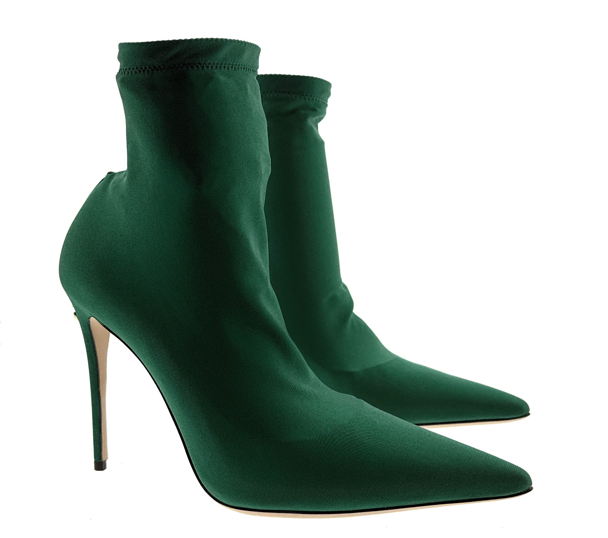 Dolce & Gabbana Green Stretch Satin Sock Ankle Boots -EU39