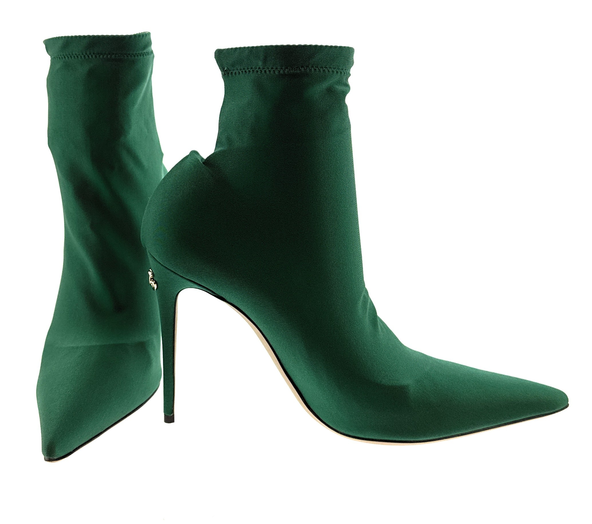 Dolce & Gabbana Green Stretch Satin Sock Ankle Boots -EU39