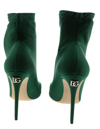 Dolce & Gabbana Green Stretch Satin Sock Ankle Boots -EU39