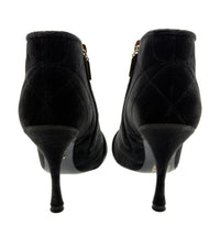 Dolce & Gabbana Quilted Black Velvet Ankle Boots with Baroque Buckle -EU36