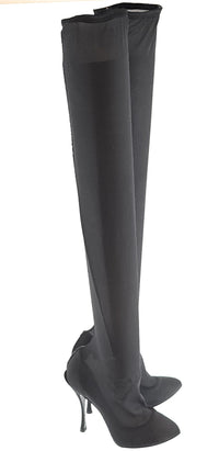 Dolce & Gabbana Black Stretch Over-the-Knee Stiletto Boots -EU40