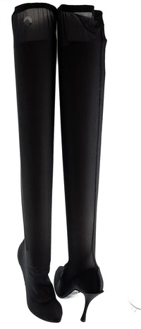 Dolce & Gabbana Black Stretch Over-the-Knee Stiletto Boots -EU40