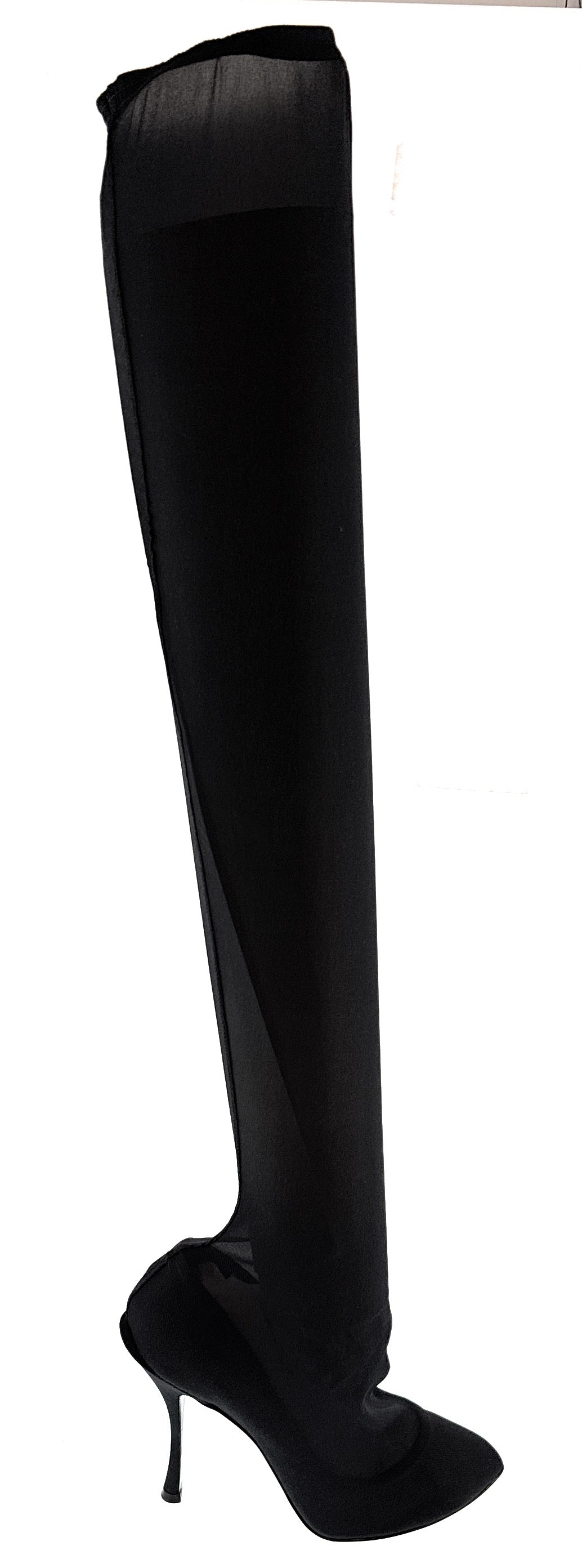 Dolce & Gabbana Black Stretch Over-the-Knee Stiletto Boots -EU38