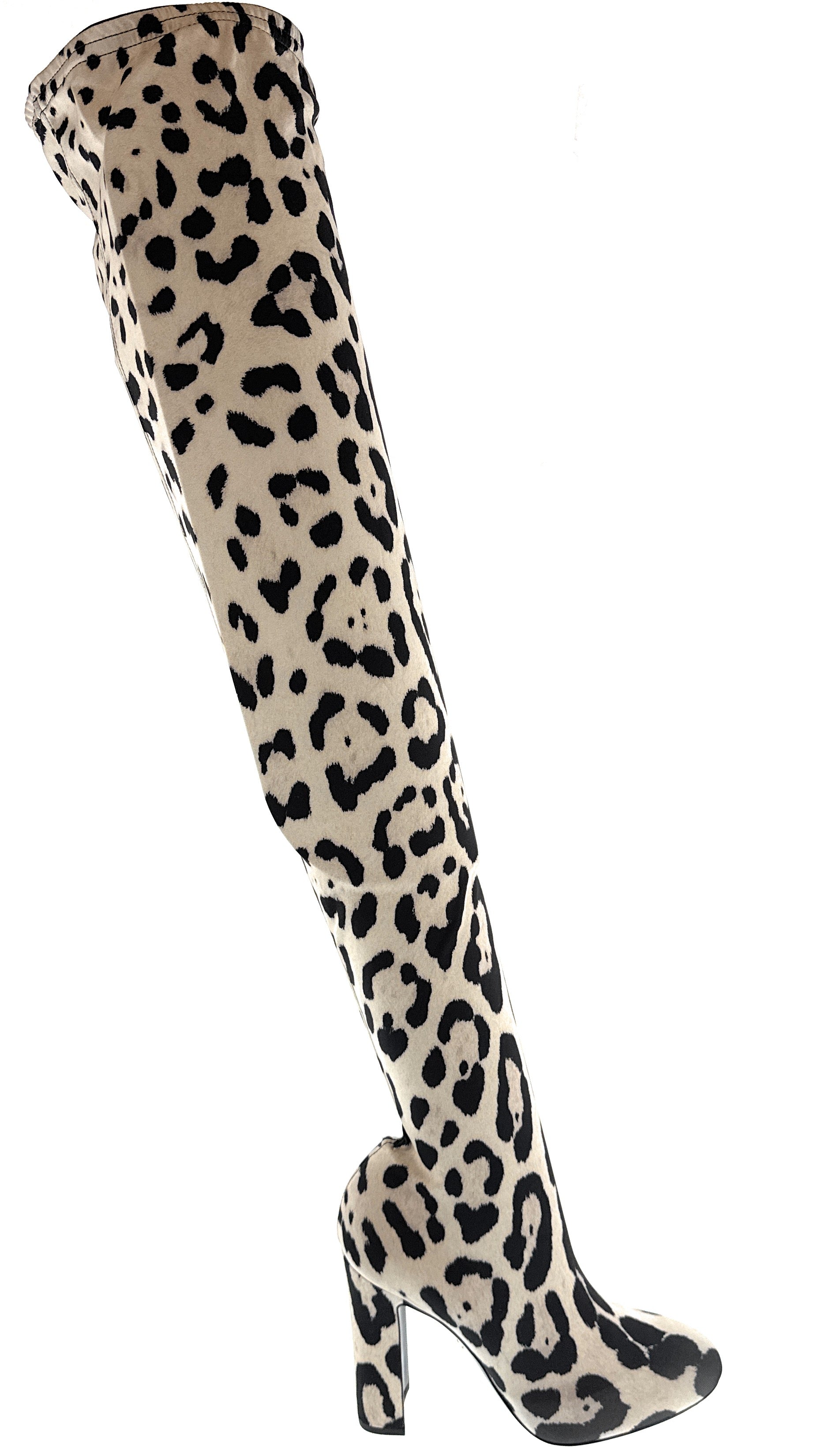Dolce & Gabbana Over-the-Knee Leopard Print Stretch Boots -EU36.5