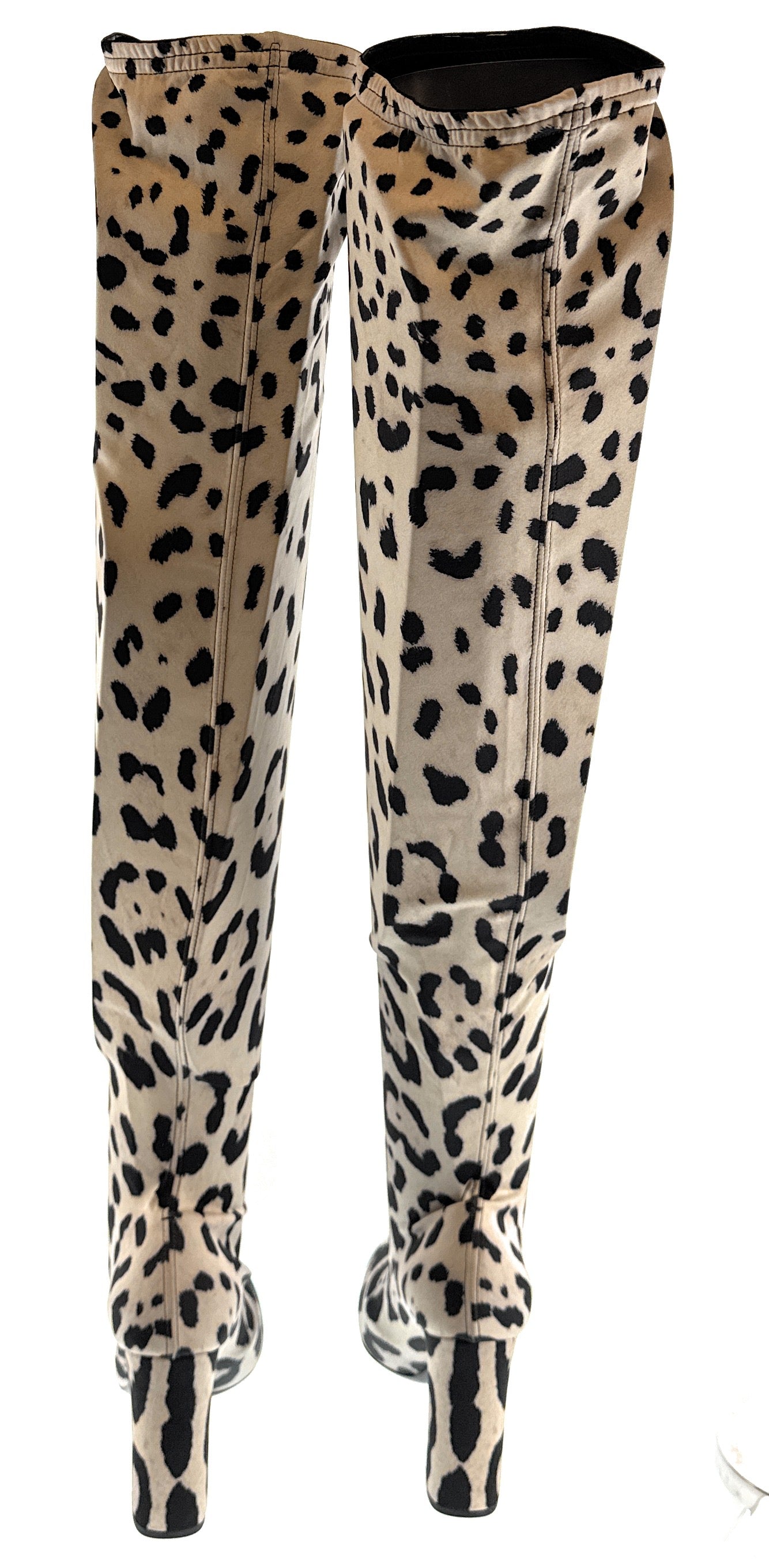 Dolce & Gabbana Over-the-Knee Leopard Print Stretch Boots -EU36.5