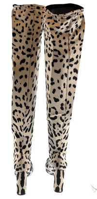 Dolce & Gabbana Over-the-Knee Leopard Print Stretch Boots -EU36.5