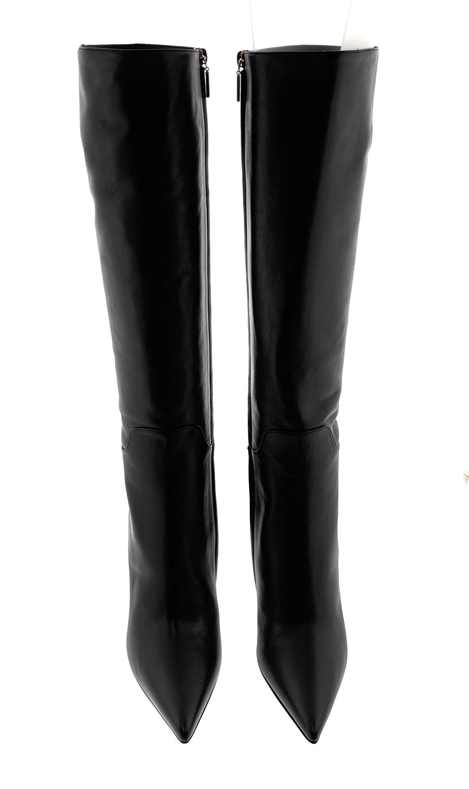 Dolce & Gabbana Black Leather Tall Stiletto Boots