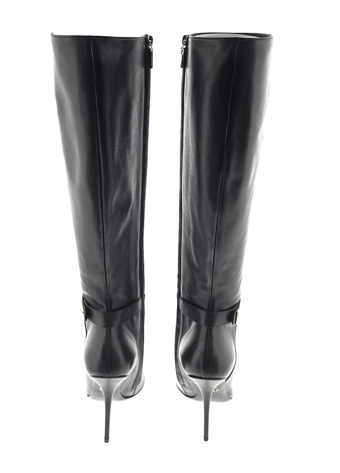 Dolce & Gabbana Black Leather Tall Stiletto Boots