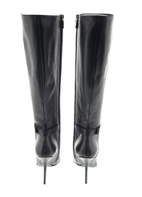 Dolce & Gabbana Black Leather Tall Stiletto Boots