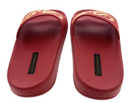 Dolce & Gabbana Red Embroidered Logo Pool Slides -EU36