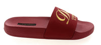 Dolce & Gabbana Red Embroidered Logo Pool Slides -EU36