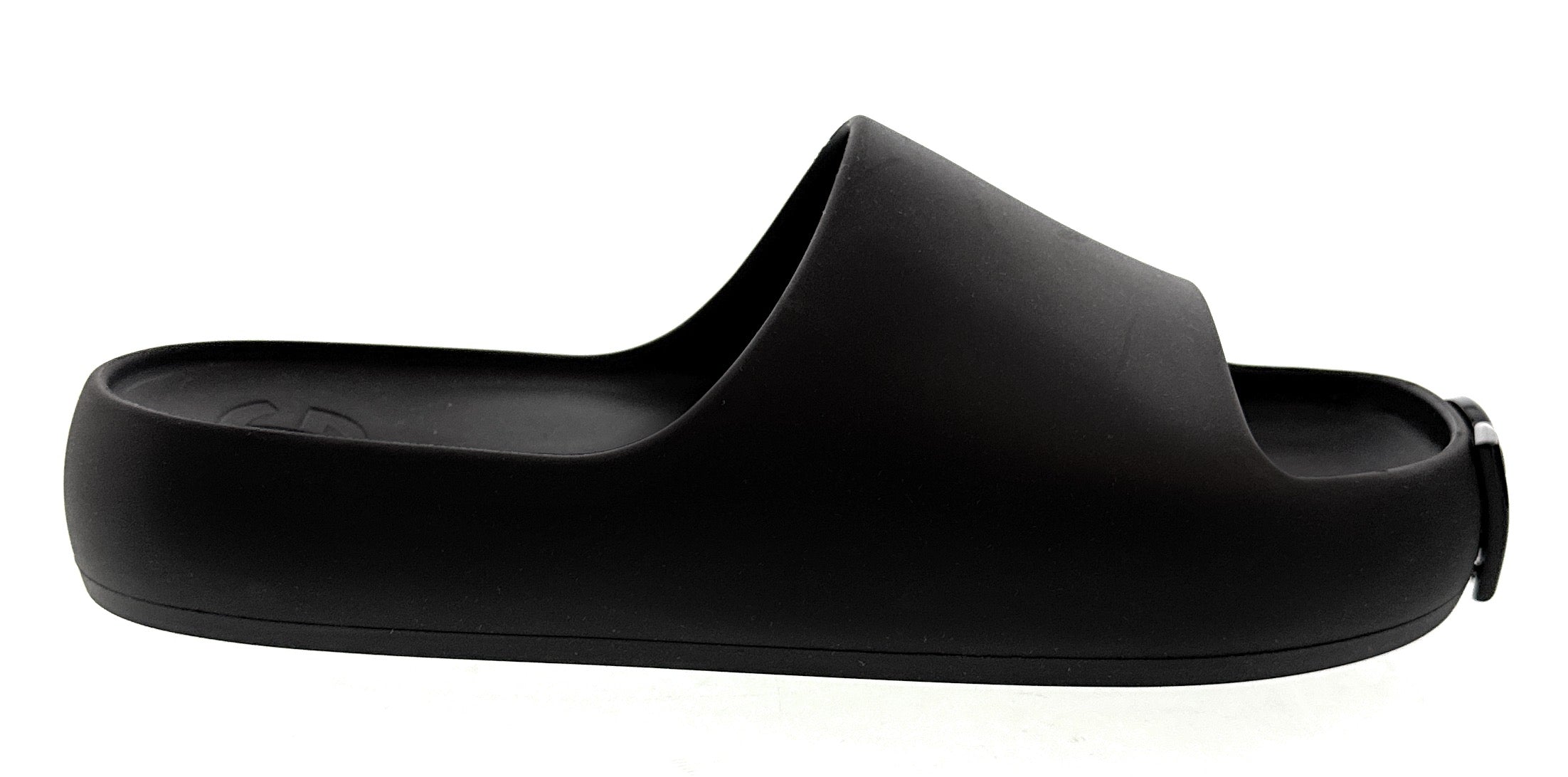 Dolce & Gabbana Matte Black DG Logo Embossed Slides -EU35