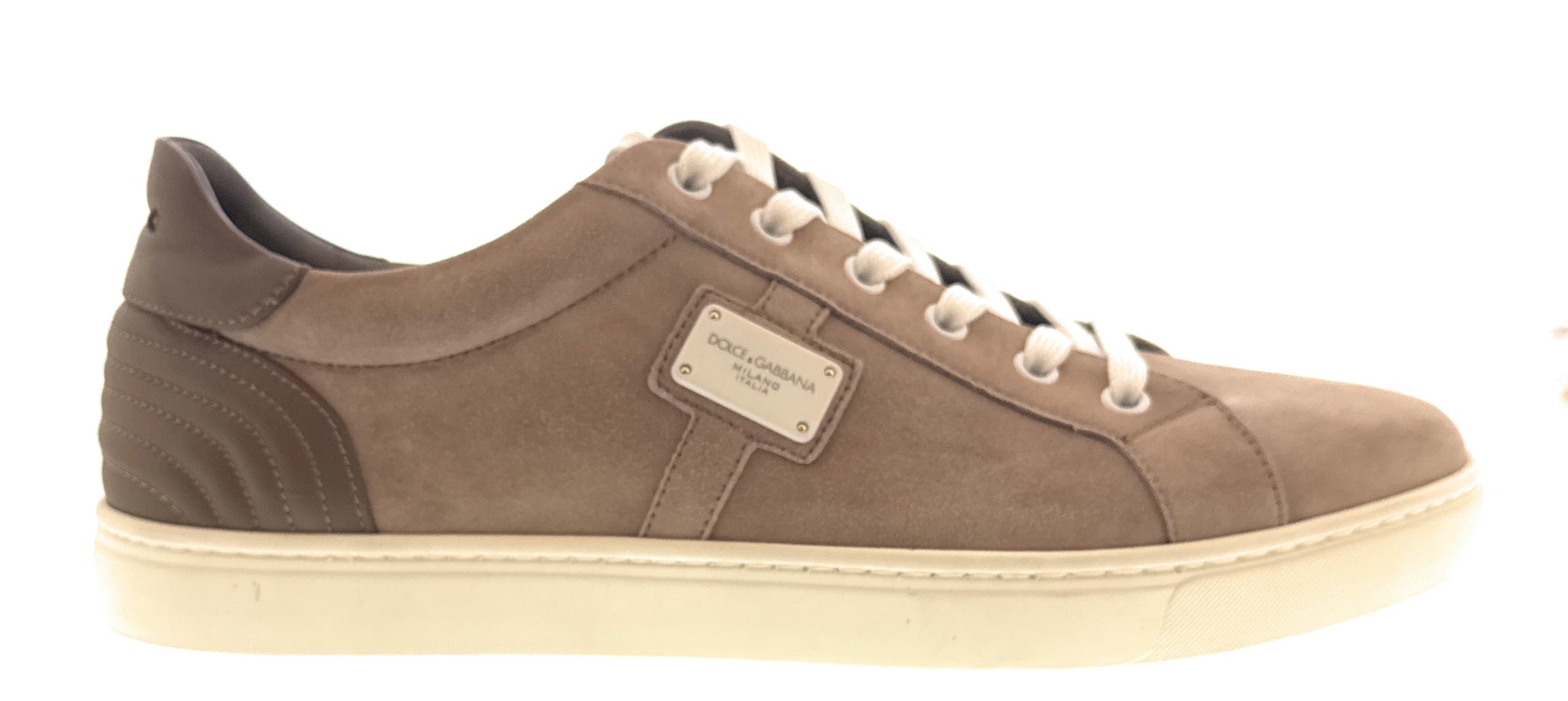 Dolce & Gabbana White Graffiti Logo Leather Sneakers-EU35.5