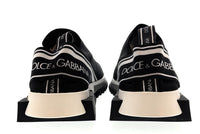 Dolce & Gabbana Black/White Logo Knit Slip On Sneakers-EU35