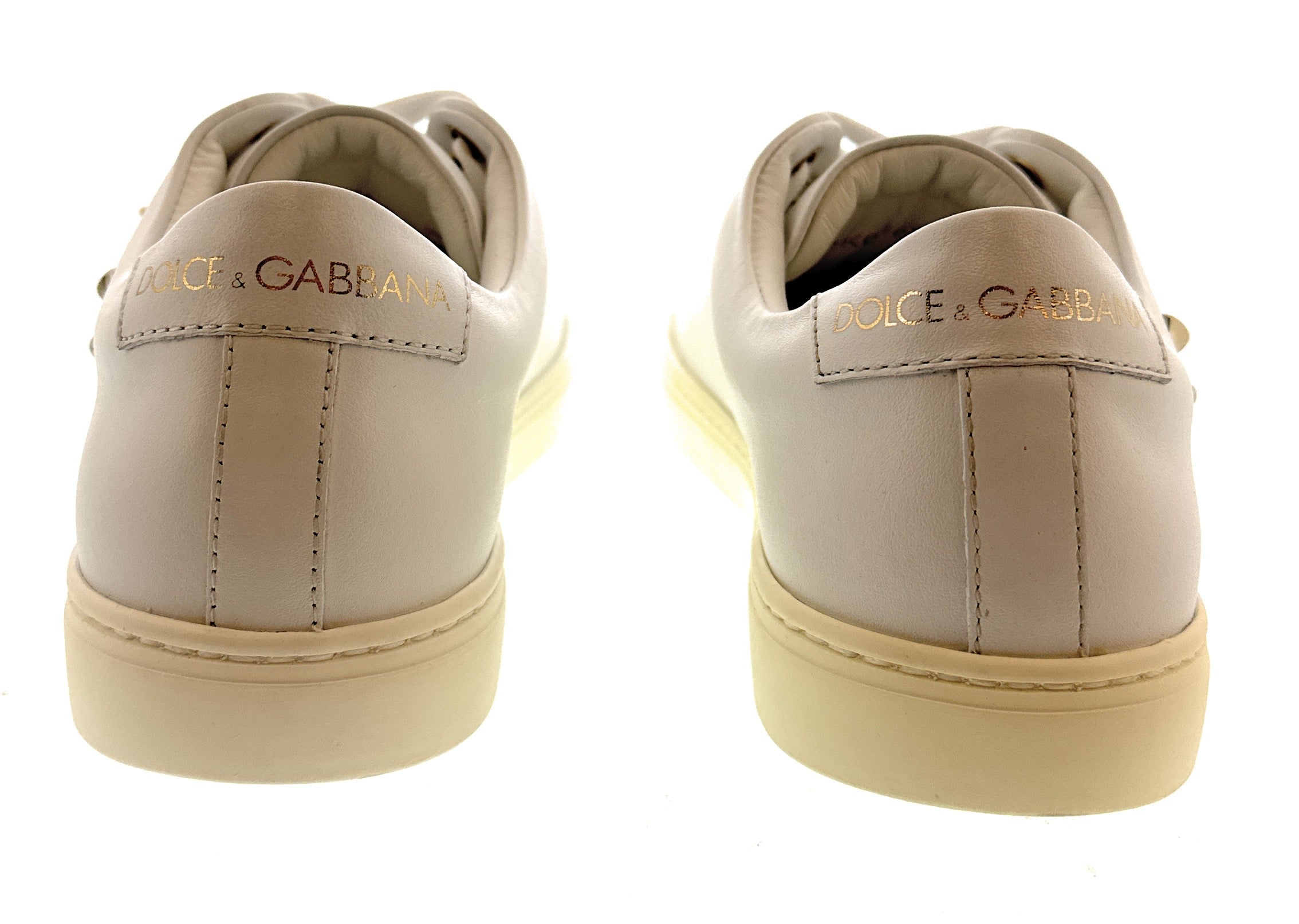 Dolce & Gabbana White Velvet Heart Patch Womens Lace Up Sneakers-36