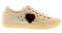 Dolce & Gabbana White Velvet Heart Patch Womens Lace Up Sneakers-36