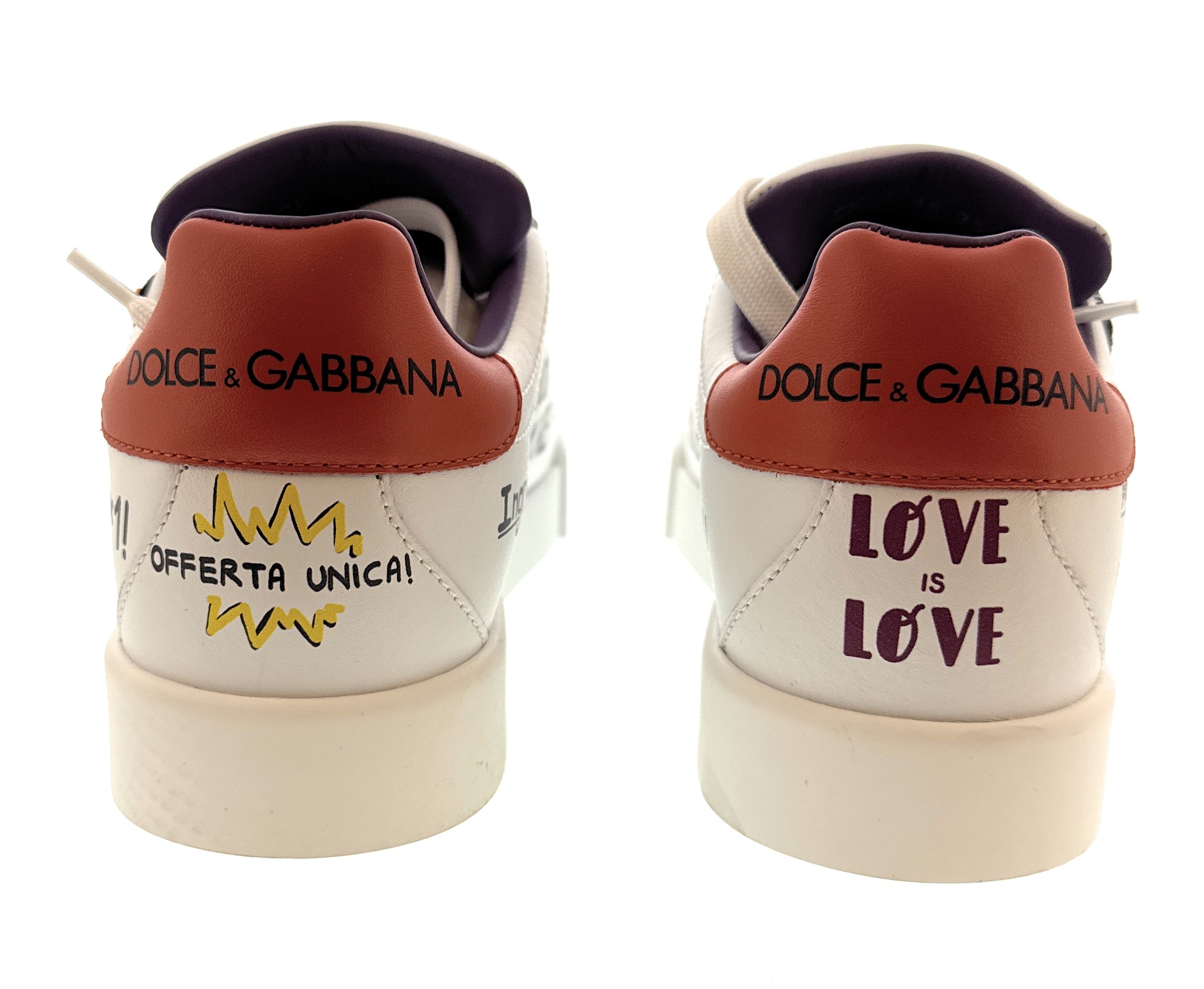 Dolce & Gabbana White Classic Embroidered Patch Sneakers-EU35