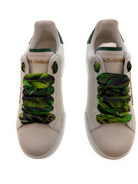 Dolce & Gabbana white Signature Embellished Lace Up Sneakers-35
