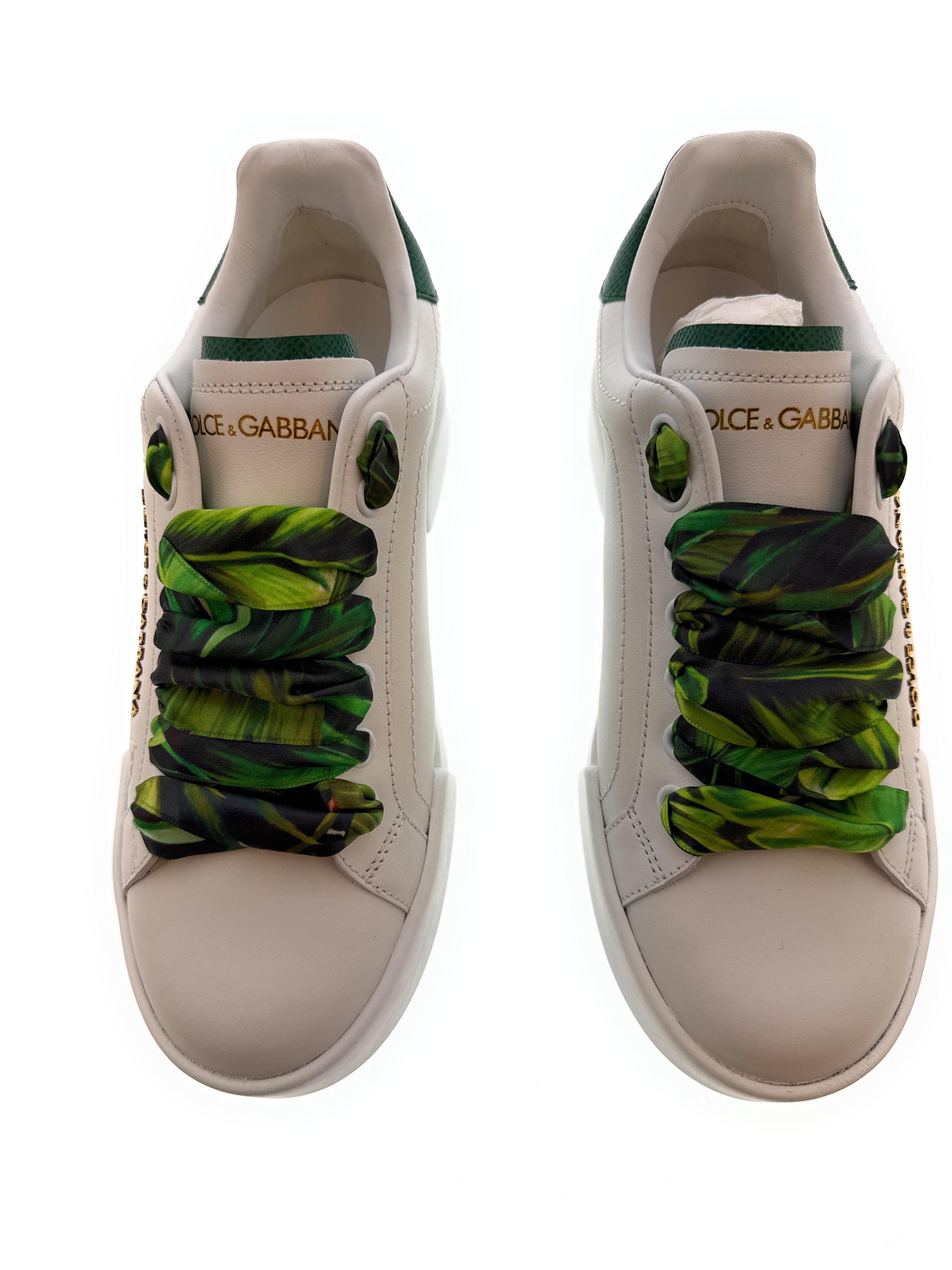 Dolce & Gabbana white Signature Embellished Lace Up Sneakers-35